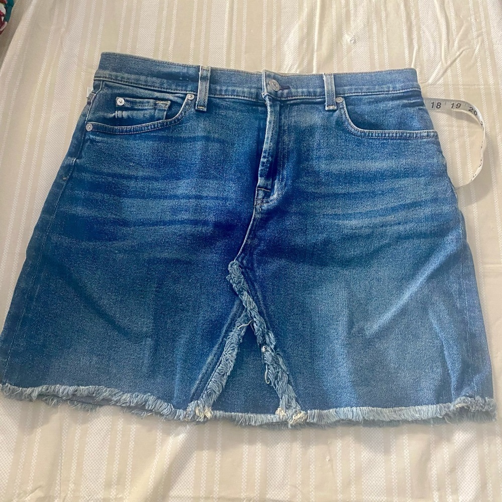 7 For All Mankind denim mini skirt with frayed hem blue size 30